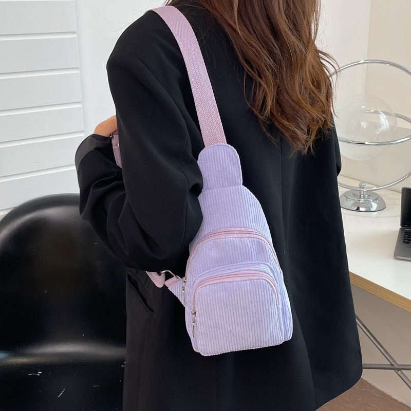WoMulti-Compartment Corduroy Sling Bag