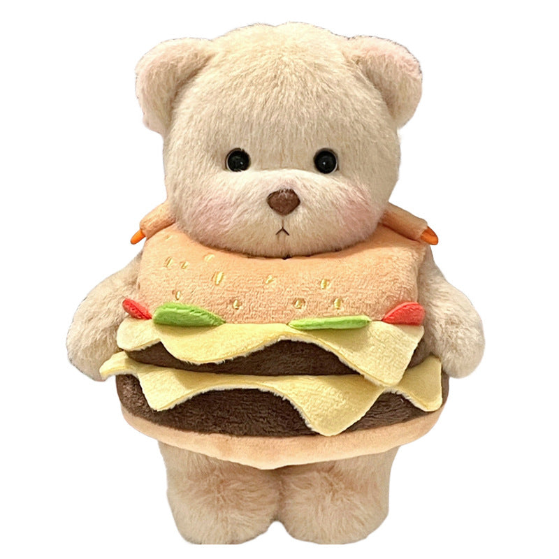 Cuddly toy with hamburger application
