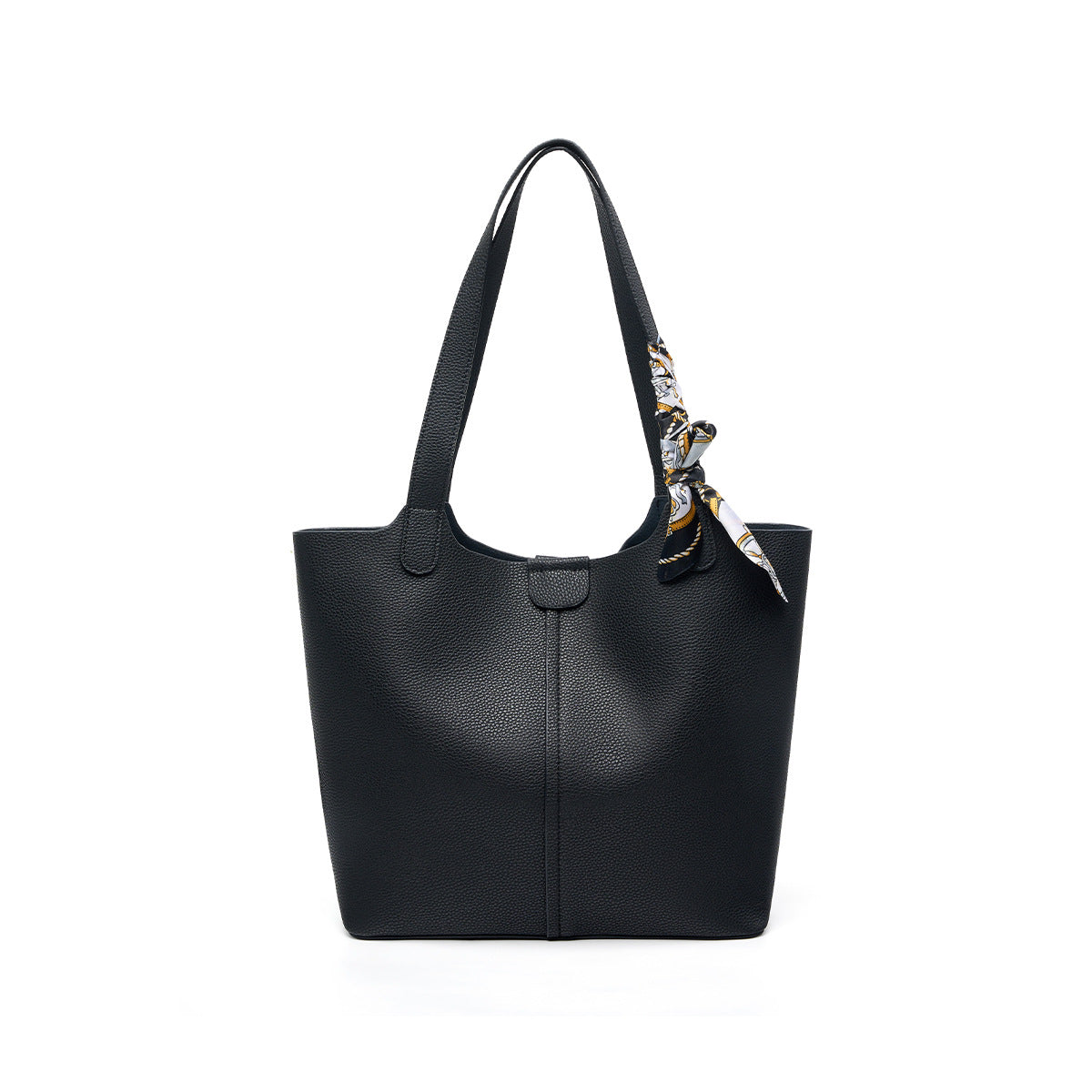Women’s fashionable tote bag with detachable bow accessory-https://detail.1688.com/offer/972645453377.html-Calm Wears-Black-30-Calm Wears