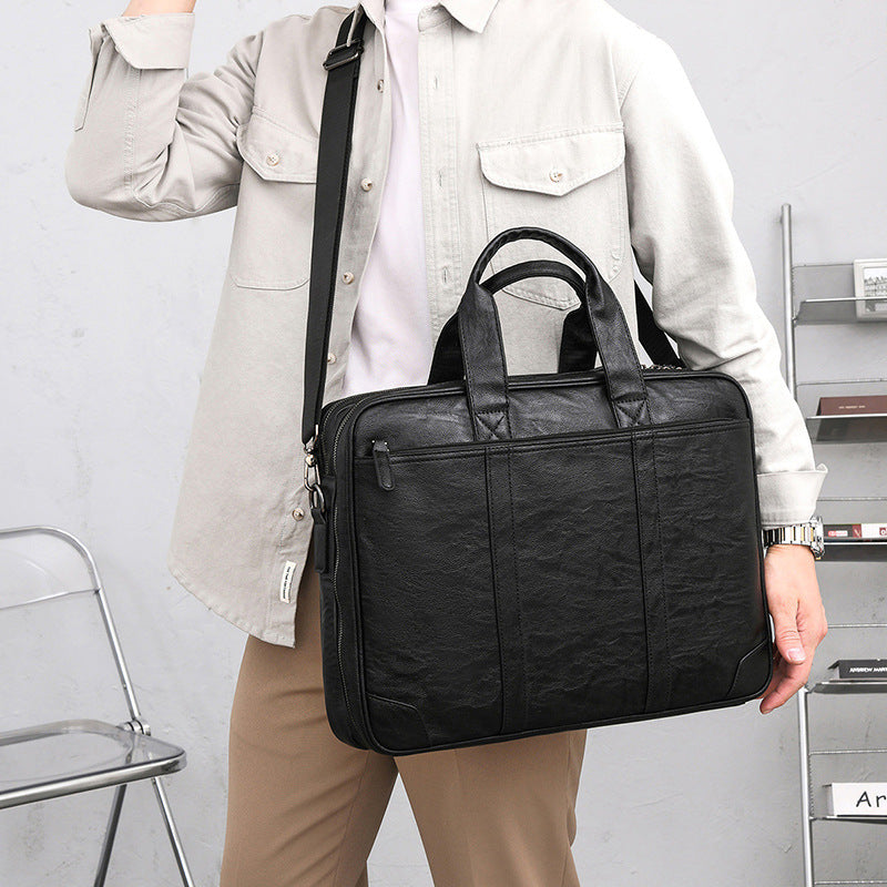 Laptop and Briefcase Made of High-Quality Leather