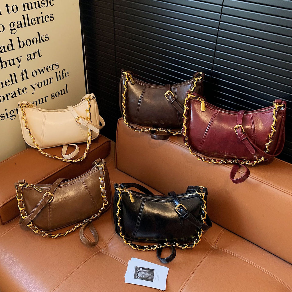 Women's shoulder bag with elegant chain accent-https://detail.1688.com/offer/1011424470777.html-Calm Wears-Braun-nothing-Calm Wears