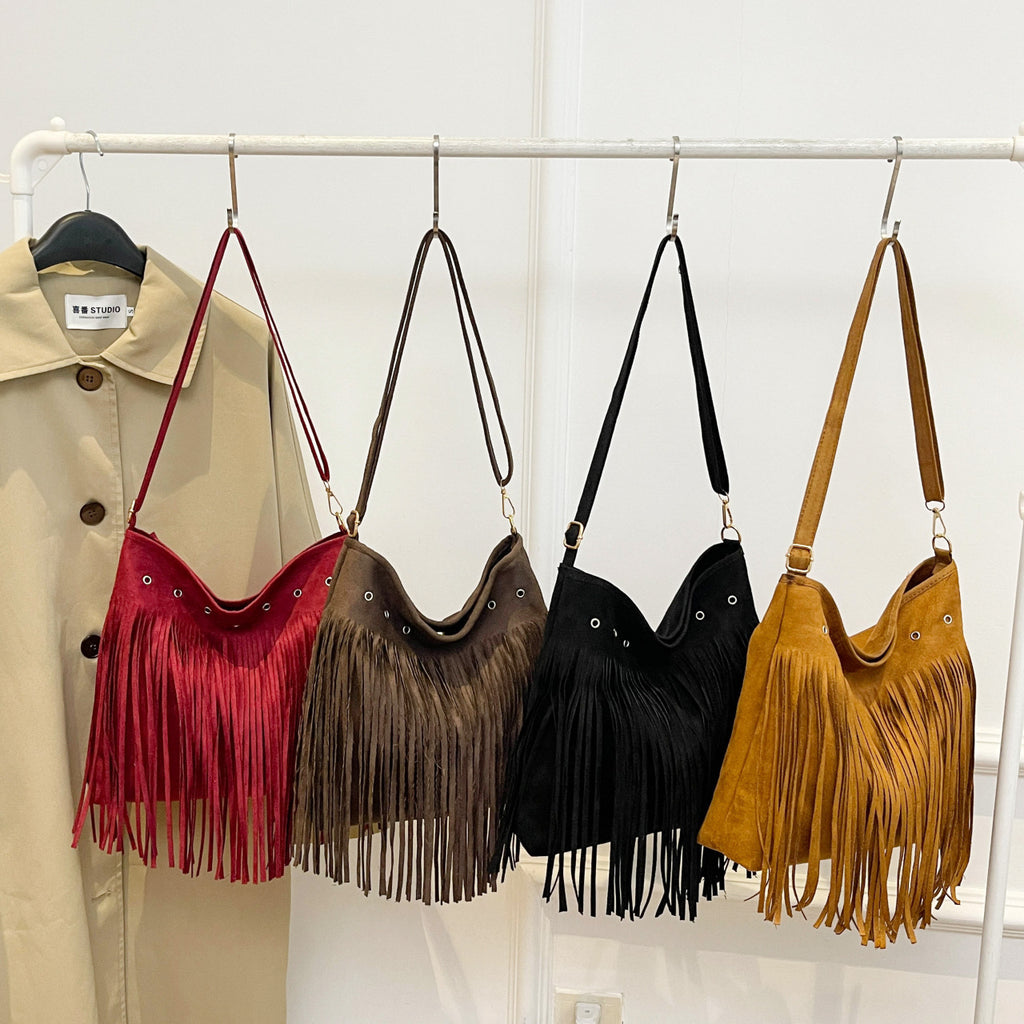Suede Fringe Shoulder Bag