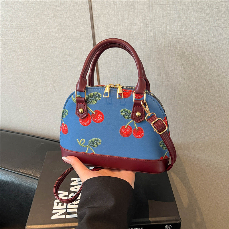 WoEmbroidered Cherry Pattern Handbag