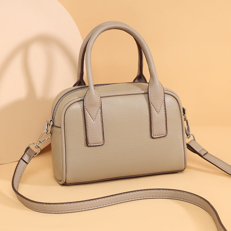 Textured Leather Mini Handheld Satchel