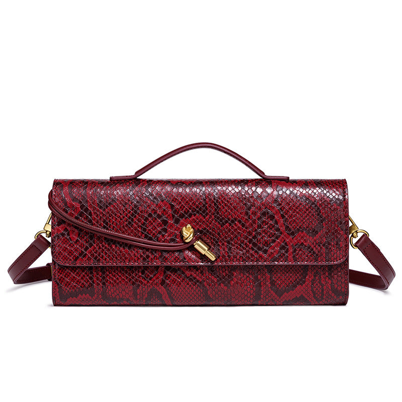Embossed Snake Print Evening Clutch