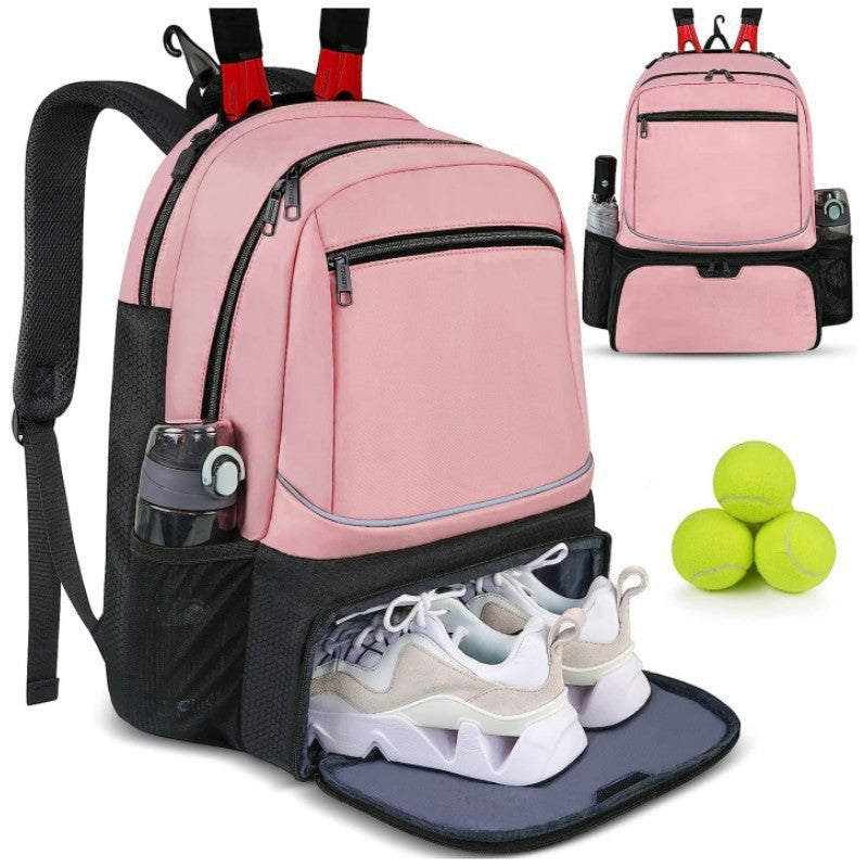 Sporty backpack with shoe compartment and water-repellent pockets