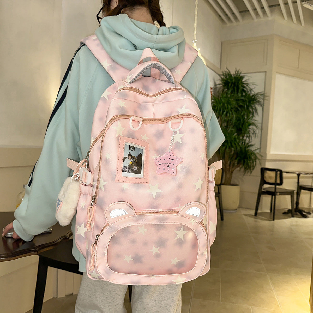 Backpack with Cute Applications and Thoughtful Storage