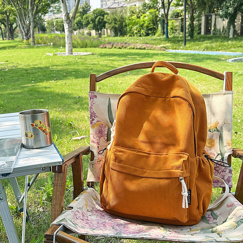 Corduroy Textured Casual Backpack