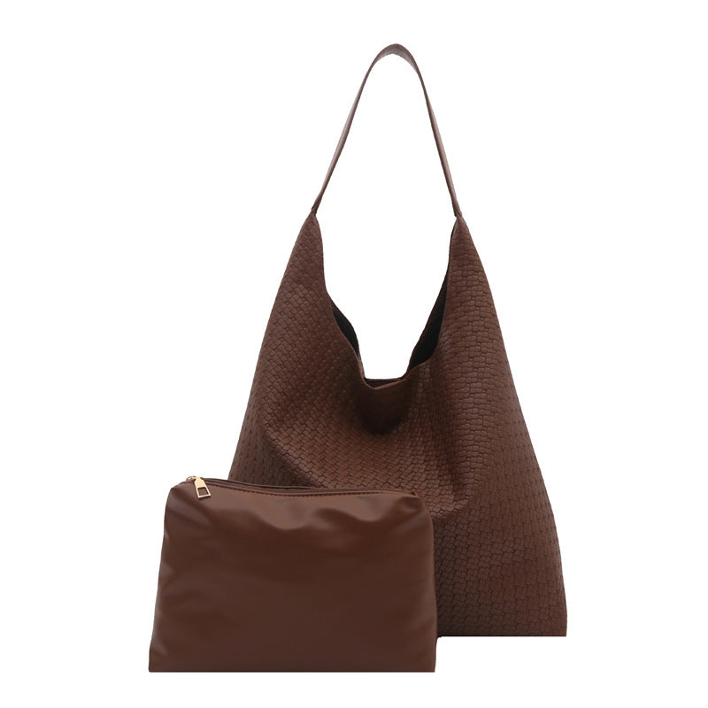 Textured Fabric Slouchy Tote Bag