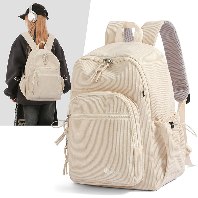 Textured Corduroy Travel Backpack