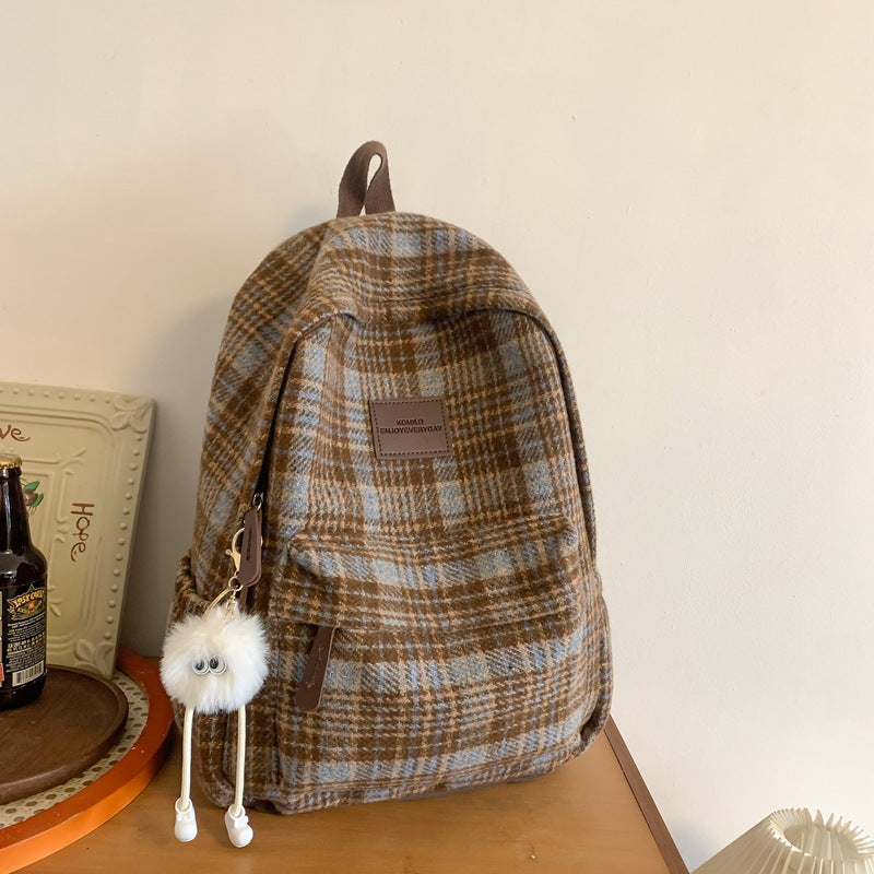 Cozy Plaid Patterned School Backpack-https://detail.1688.com/offer/826423679318.html-Calm Wears-Blue-Calm Wears