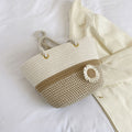 Handcrafted Floral Detail Straw Tote Bag