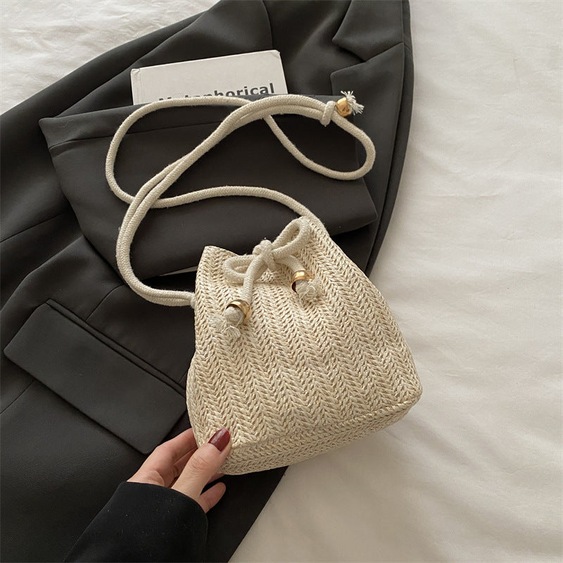 Bohemian Straw Bucket Bag