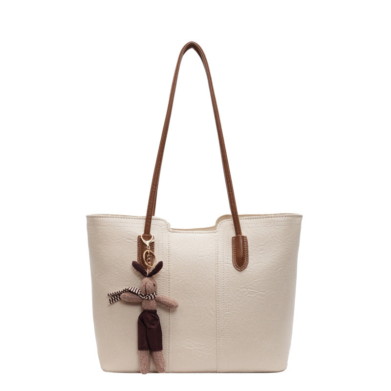 Ladies stylish tote bag with charming keychain-https://detail.1688.com/offer/977740845541.html-Calm Wears-White-Size: without pendant-Calm Wears