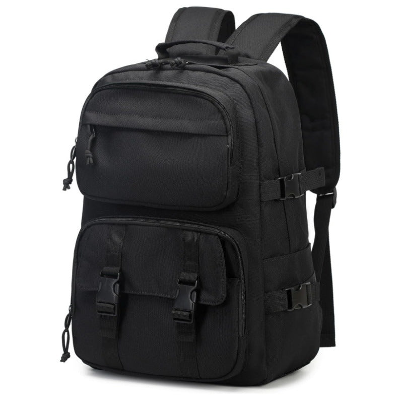 Multi-functional outdoor backpack with reinforced carrying straps and multiple compartments