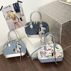 Women's mini handbag with animal charm and fashionable denim