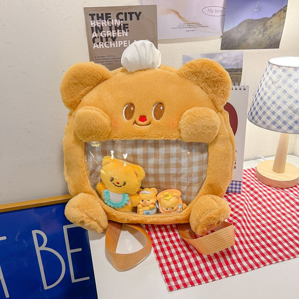 Plush shoulder bag with exclusive animal motif
