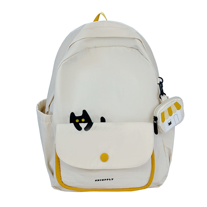 Playful backpack with cat design and versatile compartments