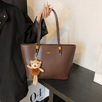 Women's tote bag made of high-quality artificial leather with a charming pendant from-https://detail.1688.com/offer/847109924464.html-Calm Wears-Black-Size: without pendant-Calm Wears