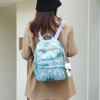 Backpack with Botanical Print and Multifunctional Compartments