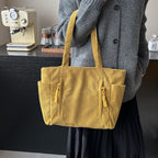 Corduroy Multi-Pocket Tote Bag Calm Wears