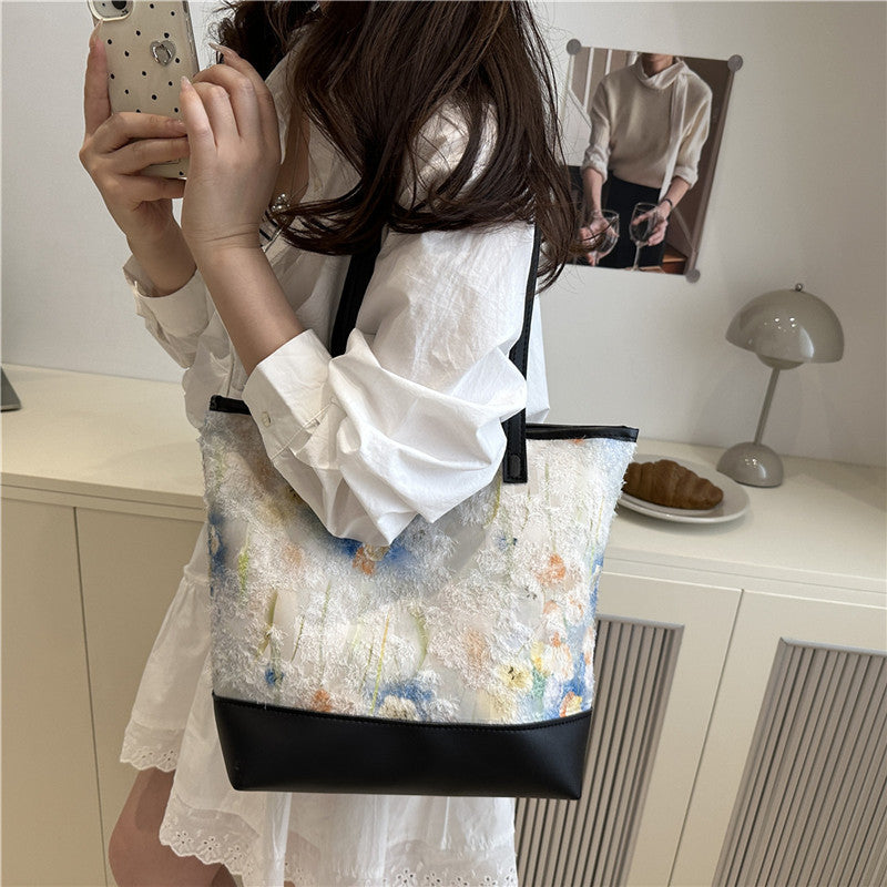 Artistic Floral Embroidered Tote Bag