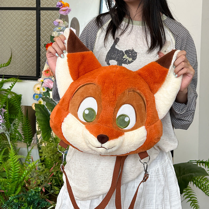 Plush backpack with cute fox design