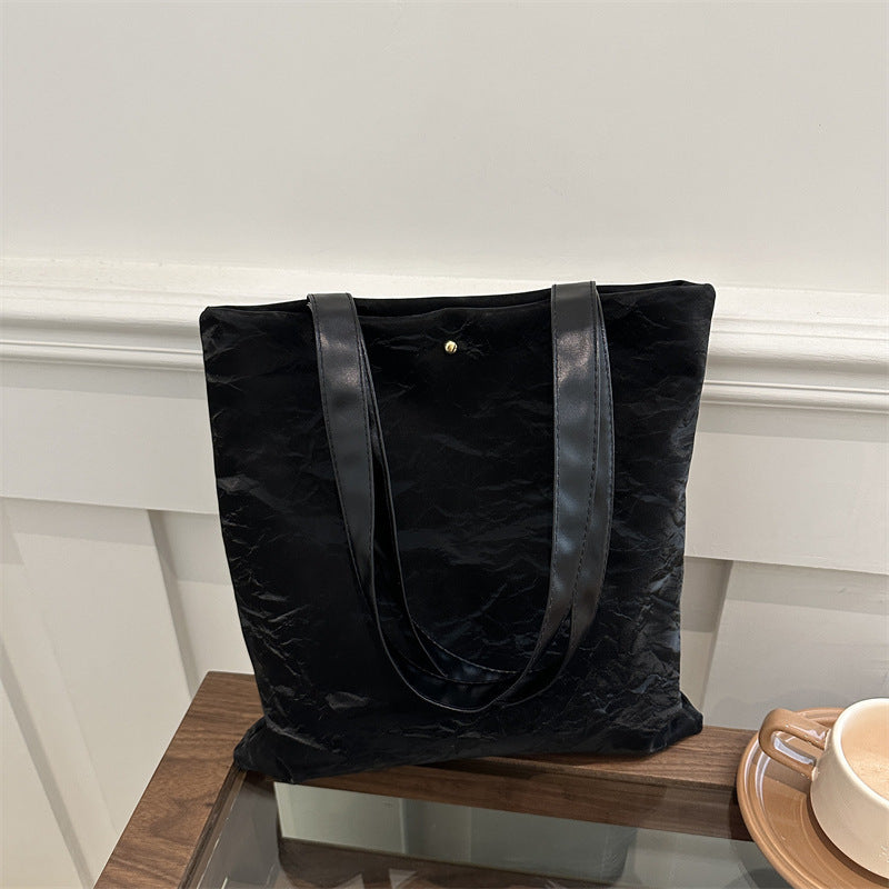 Women's tote bag made of high-quality synthetic leather with a textured surface-https://detail.1688.com/offer/812305361078.html-Calm Wears-Black-nothing-Calm Wears