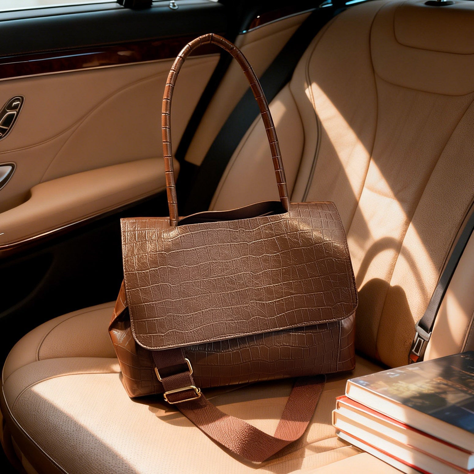 Women's shoulder bag in elegant crocodile look with adjustable shoulder strap-https://detail.1688.com/offer/996543631623.html-Calm Wears-Braun-nothing-Calm Wears