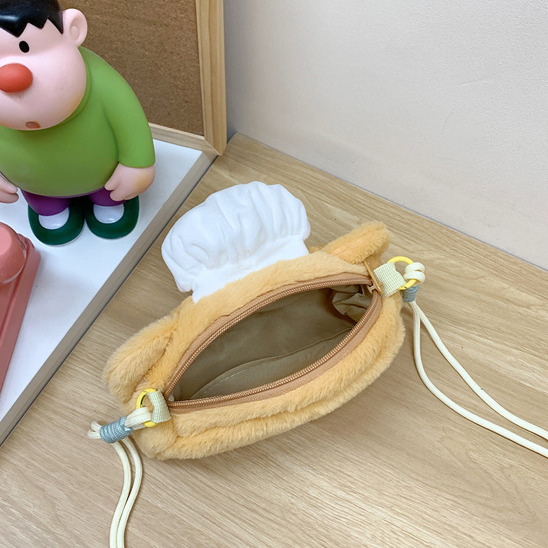 Plush Shoulder Bag with Unique Animal Motif
