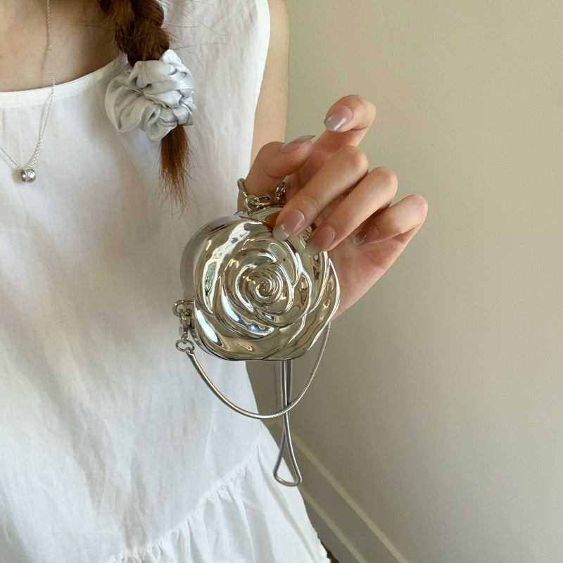 Elegantly Crafted Rose-Shaped Crossbody Bag