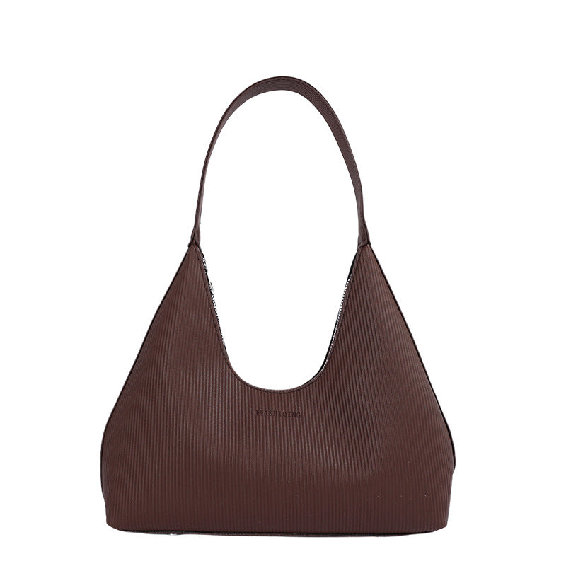 Textured Ribbed Hobo Handbag