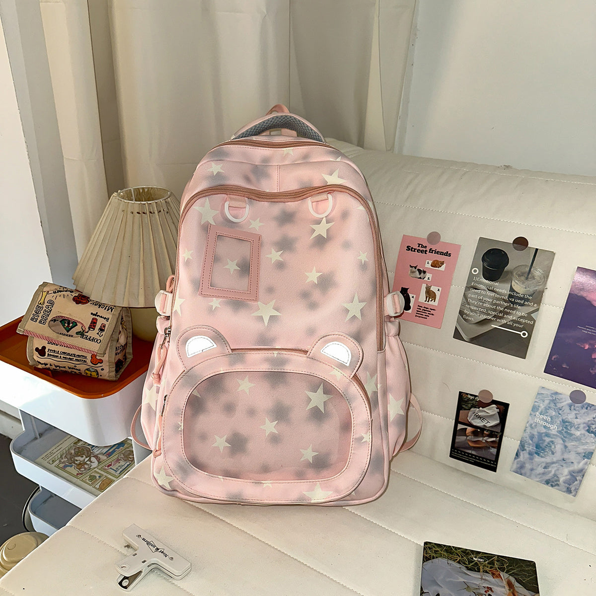 Backpack with Cute Applications and Thoughtful Storage