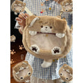 Plush Shoulder Bag with Dog Motif