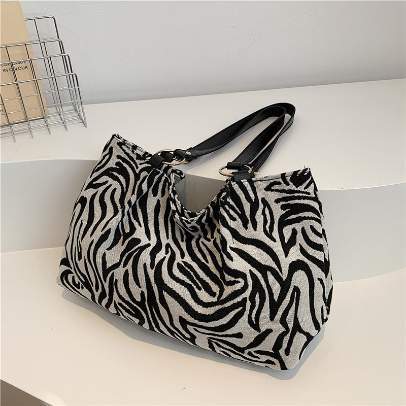 Stylish Zebra Print Canvas Tote Bag