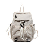Leisure backpack with elastic drawstring and practical side pockets
