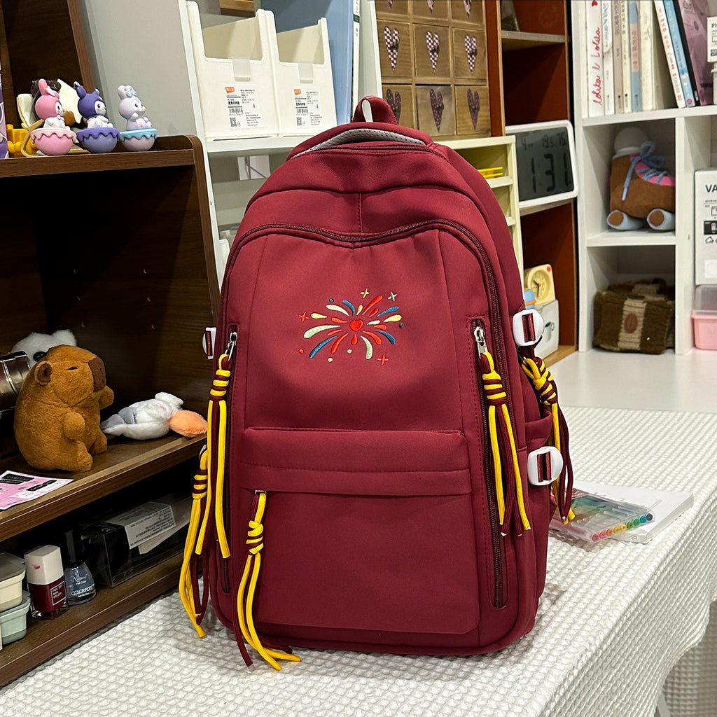 Backpack with Colorful Decorations and Innovative Compartments