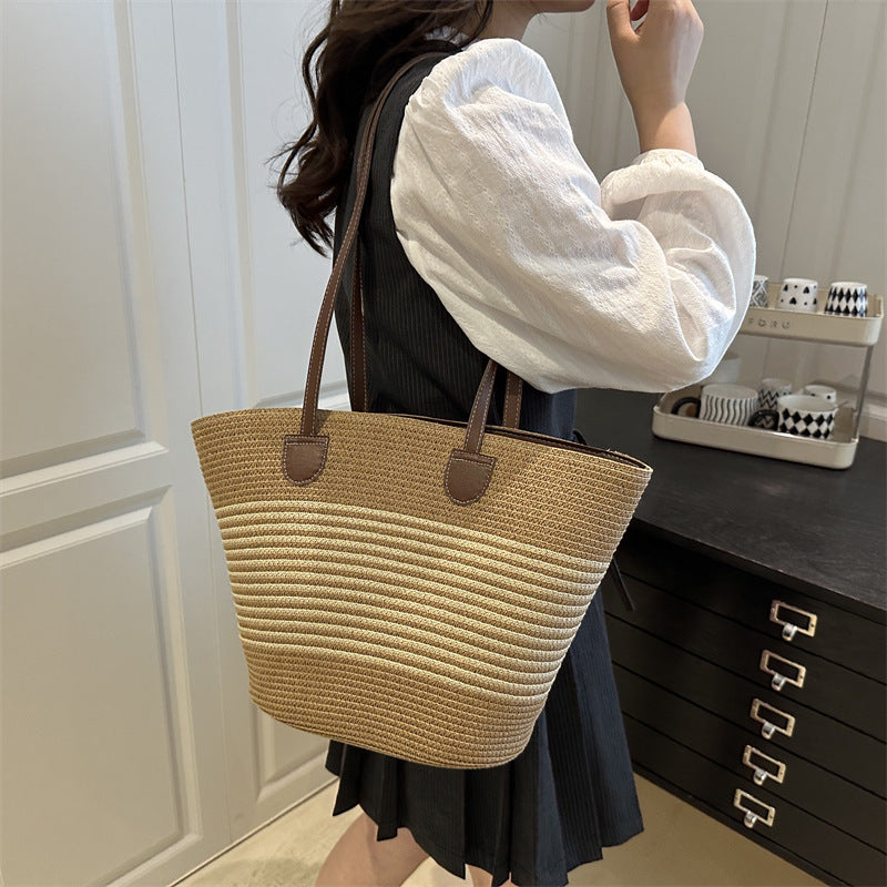 Stylish Straw Beach Tote Bag
