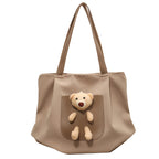 Cute Plush Bear Pocket Tote Calm Wears