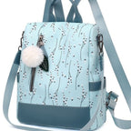 Stylish Floral Print Multi-Compartment Backpack