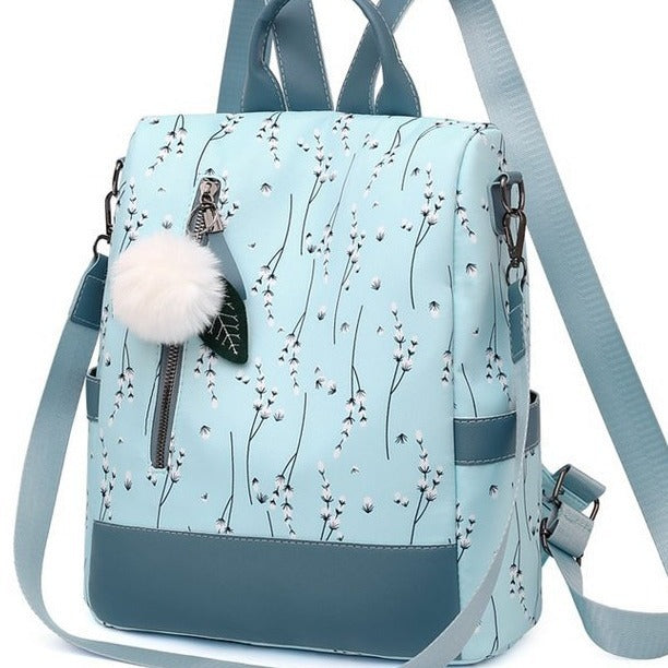 Stylish Floral Print Multi-Compartment Backpack