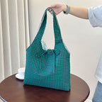 Stylish Checkered Shopping Tote Bag