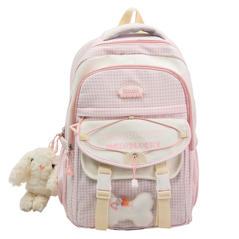 Stylish Checkered School Backpack for Students
