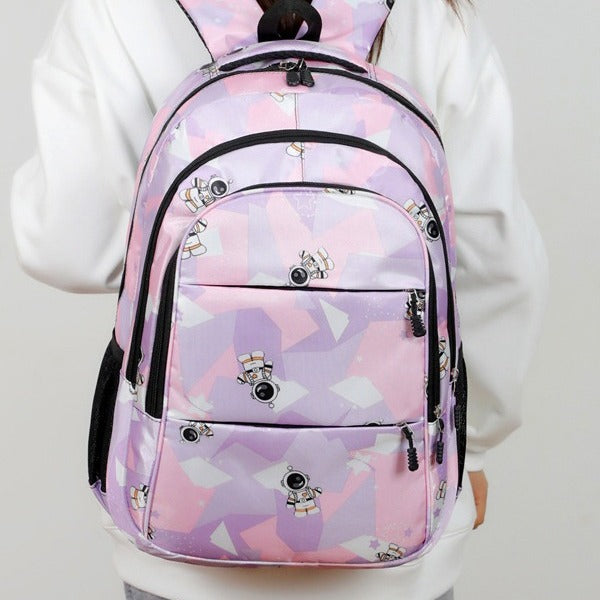 Fashionable school backpack with astronaut motif