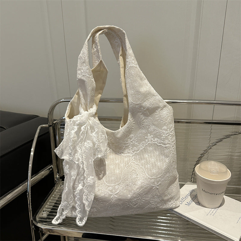 Elegant Lace-Trimmed Shoulder Bag