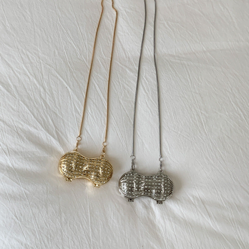 Glamorous Rhinestone Peanut-Shaped Crossbody Bag