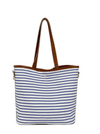 WoStriped Canvas Beach Tote Bag