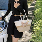 Handcrafted Floral Detail Straw Tote Bag