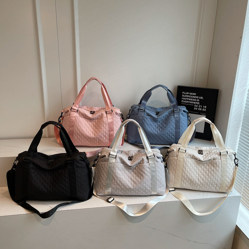 Quilted Fabric Travel Duffle Bag Calm Wears