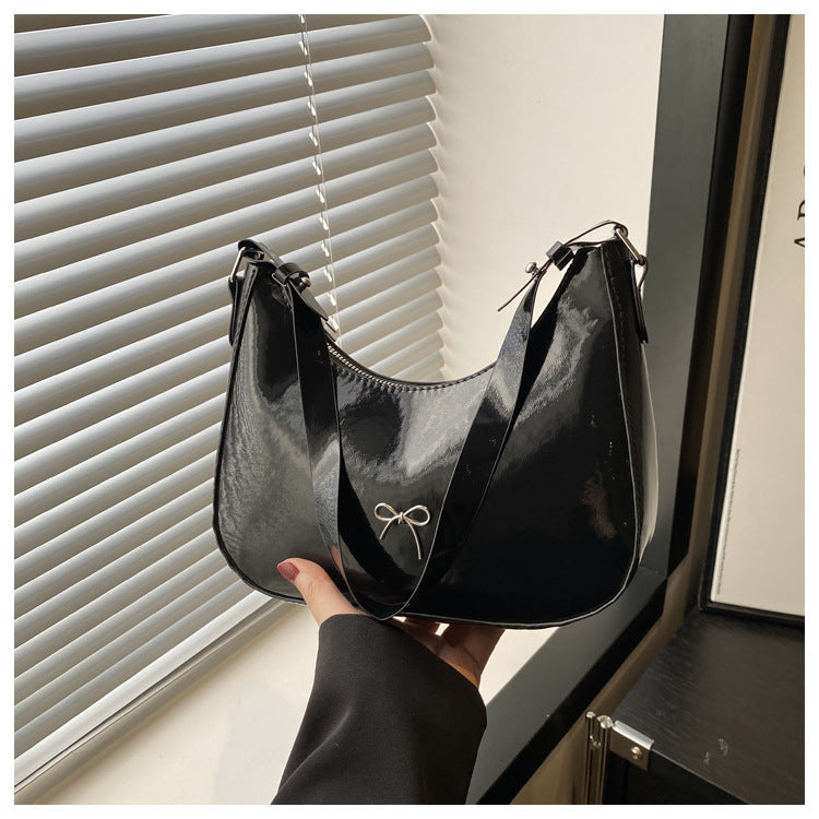 Premium Glossy Faux Leather Hobo Bag